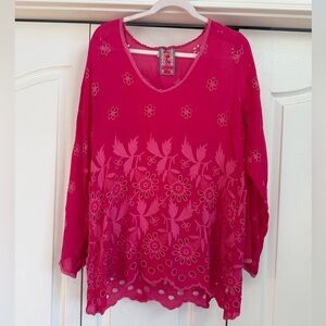JOHNNY WAS | Fuschia Pink Eyelet Tunic